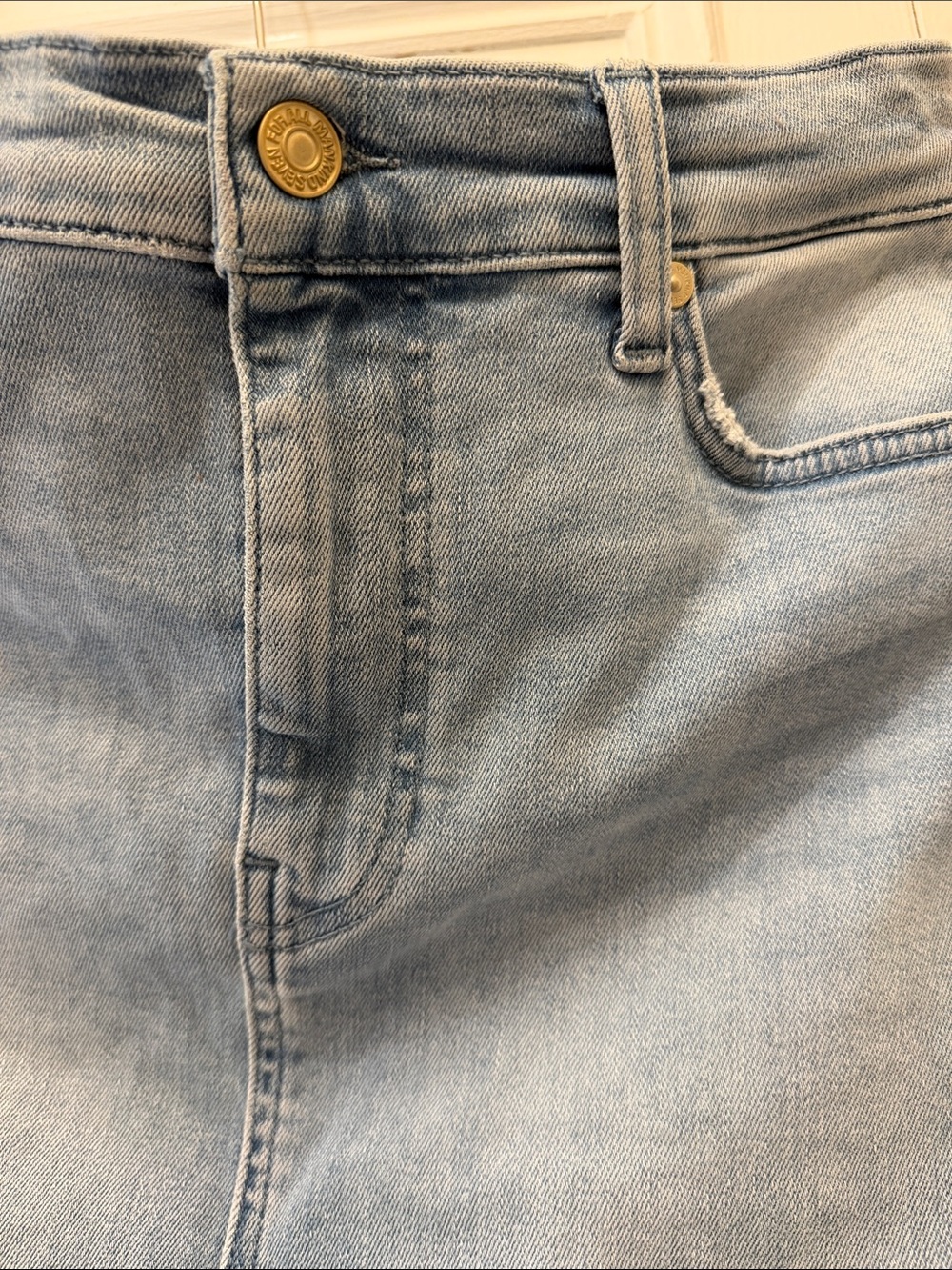 7 For All Mankind Light Blue Denim Midi Skirt - Straight Midi - Picture 3 of 9